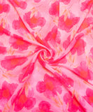 Pink Floral Print Chiffon Fabric