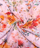 White Floral Print Chiffon Fabric