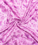 Lavender Embroidery Pure Viscose Silk Chinon Fabric