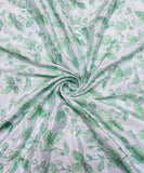 Light Mint Green Embroidery Pure Viscose Silk Chinon Fabric