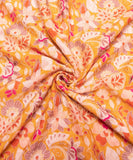 Mustard Embroidery Pure Viscose Silk Chinon Fabric