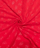 Red Floral Embroidery Georgette Fabric