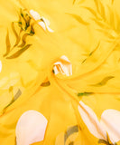 Bright Yellow Floral Hand Paint Georgette Fabric