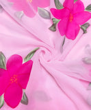 Baby Pink Floral Hand Paint Georgette Fabric