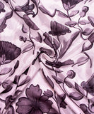 White Floral Printed Chinon Silk Fabric