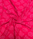 Magenta Bandhani Printed Chinon Silk Fabric