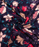 Black Floral Printed Chinon Silk Fabric