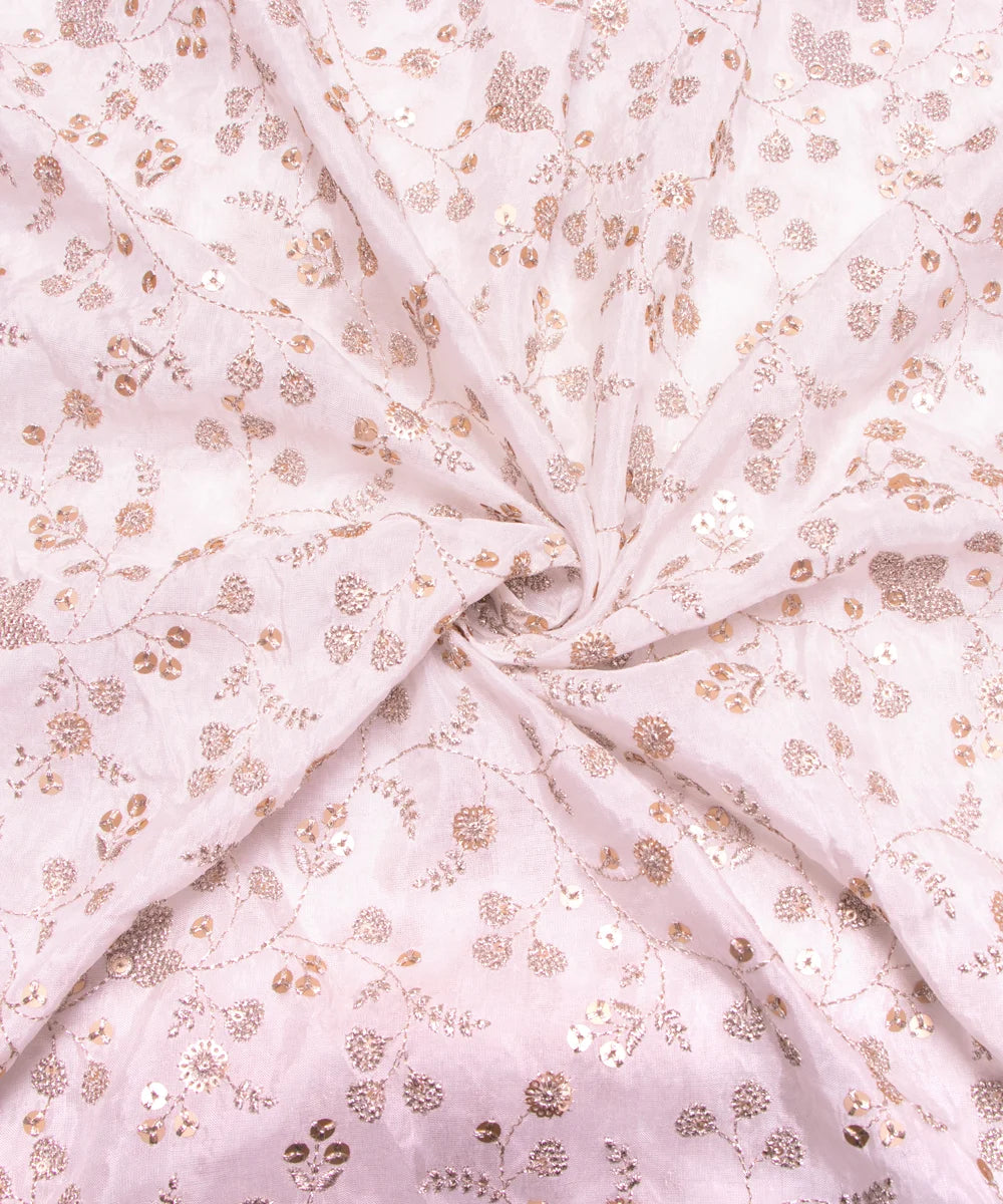 White Embroidery Pure Viscose Uppada Fabric