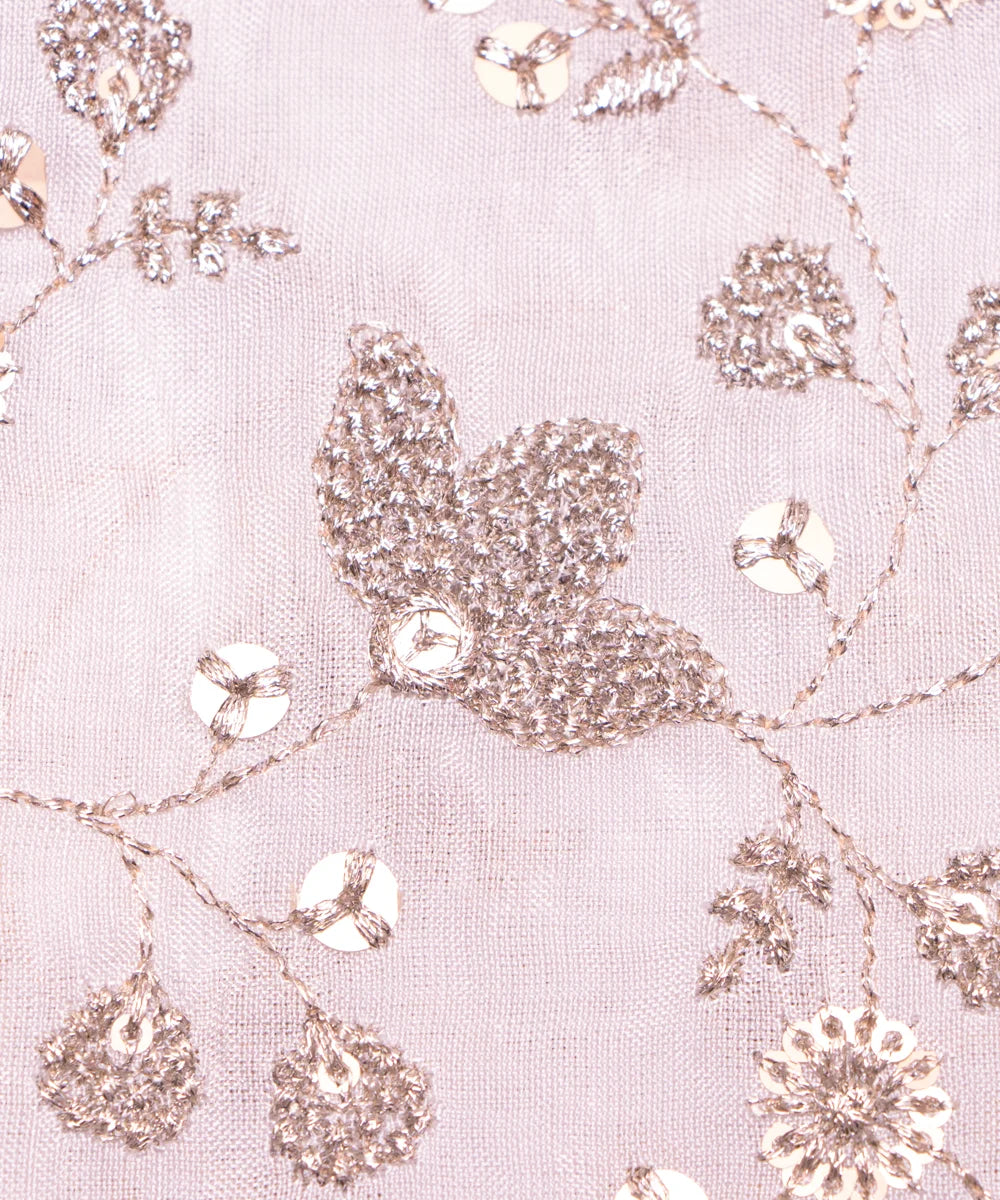 White Embroidery Pure Viscose Uppada Fabric
