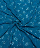 Light Teal Blue Floral Embroidery Georgette Fabric