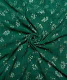 Dark Green Floral Embroidery Georgette Fabric