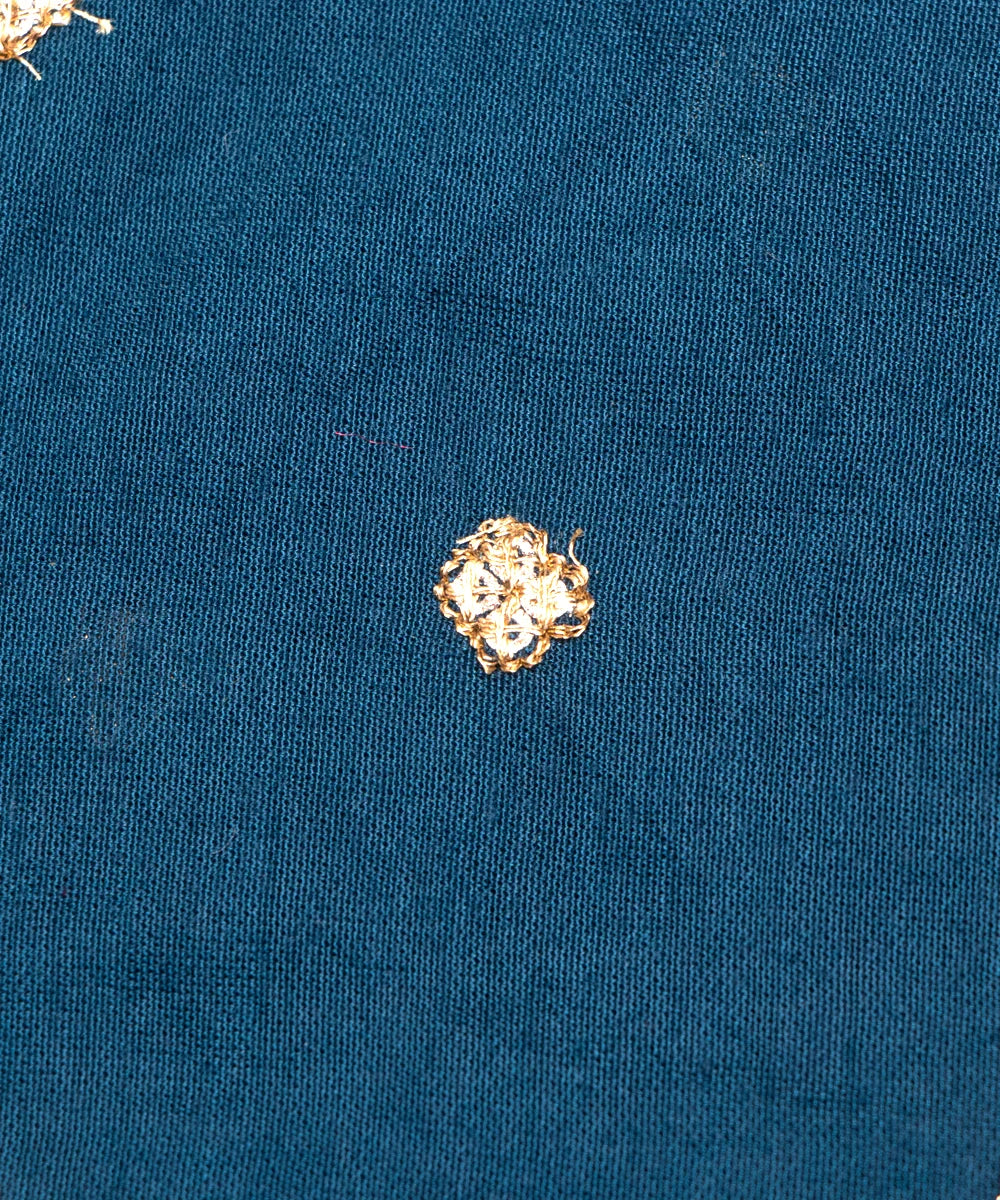 Teal Blue Embroidery Modal Chanderi Fabric