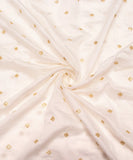 White Embroidery Modal Chanderi Fabric