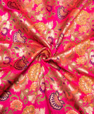 Dark Magenta Floral Pattern Silk Banarasi Fabric