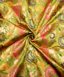 Light Green Floral Pattern Silk Banarasi Fabric