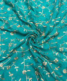 Turquoise Embroidery Chinon Fabric