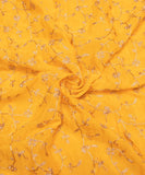 Yellow Embroidery Chinon Fabric