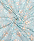 Pastel Blue Embroidery Georgette Fabric