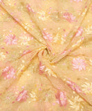 Pastel Yellow Embroidery Georgette Fabric