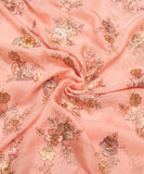 Pink Color Floral Embroidery Organza Fabric