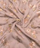 Stone Grey Color Floral Embroidery Organza Fabric