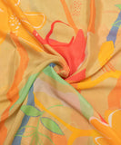 Multi Color Abstract Print Silk Chinon Fabric