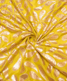 Lemon Yellow Color Floral Embroidery Chinon Fabric