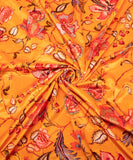 Mustard Yellow Floral Digital Print Velvet Fabric