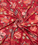 Maroon Floral Digital Print Velvet Fabric