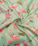 Dusty Mint Digital Floral Animal Printed Chanderi Fabric