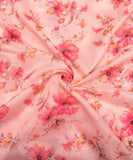 Pastel Pink Digital Floral Printed Chanderi Fabric