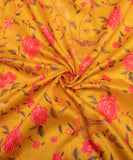 Mustard Yellow Digital Floral Printed Chanderi Fabric