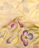 Creamish Floral Hand Paint Georgette Fabric