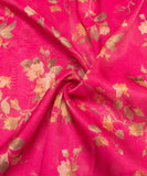 Dark Pink Floral Printed Tissue Silk Faric