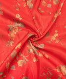 Tomato Red Floral Printed Tissue Silk Faric