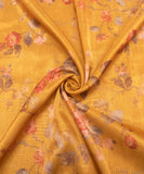 Mustard Yellow Floral Printed Tissue Silk Faric