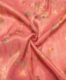 Rose Gold Pink Floral Printed Tissue Silk Faric