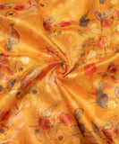 Yellow Floral Printed Tissue Silk Faric