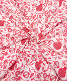 White Floral Printed Cotton Fabric