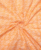 Light Orange Leaf Printed Cotton Fabric