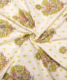 Off White Floral Printed Cotton Fabric