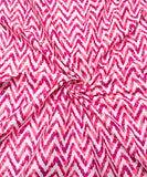 Pink Zig Zag Printed Cotton Fabric