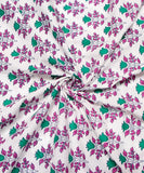 White Floral Printed Cotton Fabric