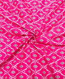 Dark Pink Geometric Printed Cotton Fabric