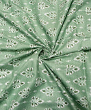 Sage Green Leaf Printed Cotton Fabric