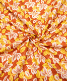 Brown Floral Printed Cotton Fabric