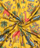 Golden Yellow Traditional Embroidery Dolla Silk fabric