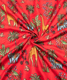 Light Red Traditional Embroidery Dolla Silk fabric