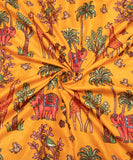 Yellow Traditional Embroidery Dolla Silk fabric