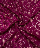 Wine Sequin Embroidery Tissue Silk fabric